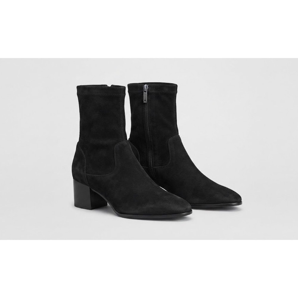 Aquatalia Black Italian Suede Stretchy Ankle Boots / Mid-Calf Boots
